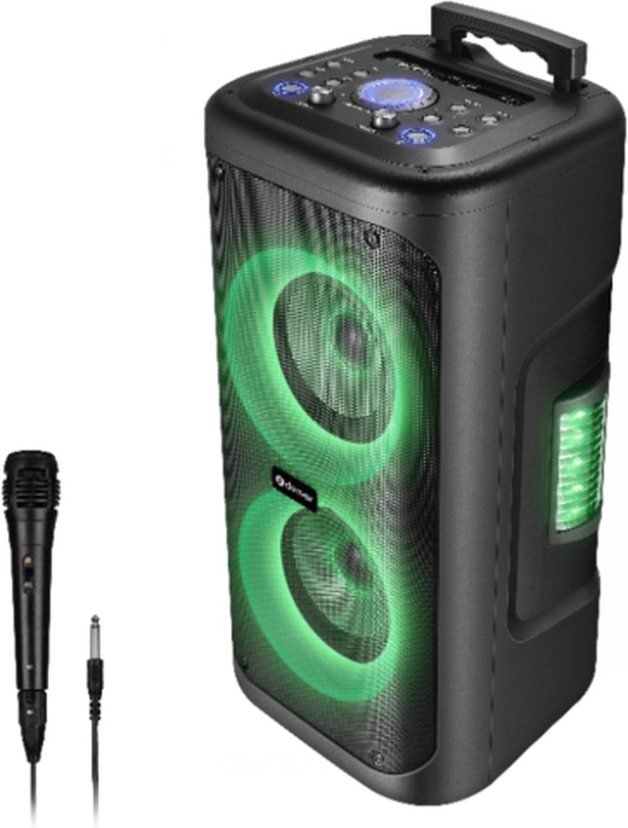 Denver Karaoke Set Incl. Microfoon - Discolichten - Bluetooth Speaker Party Box - Micro SD / USB / AUX - TSP353 - Zwart