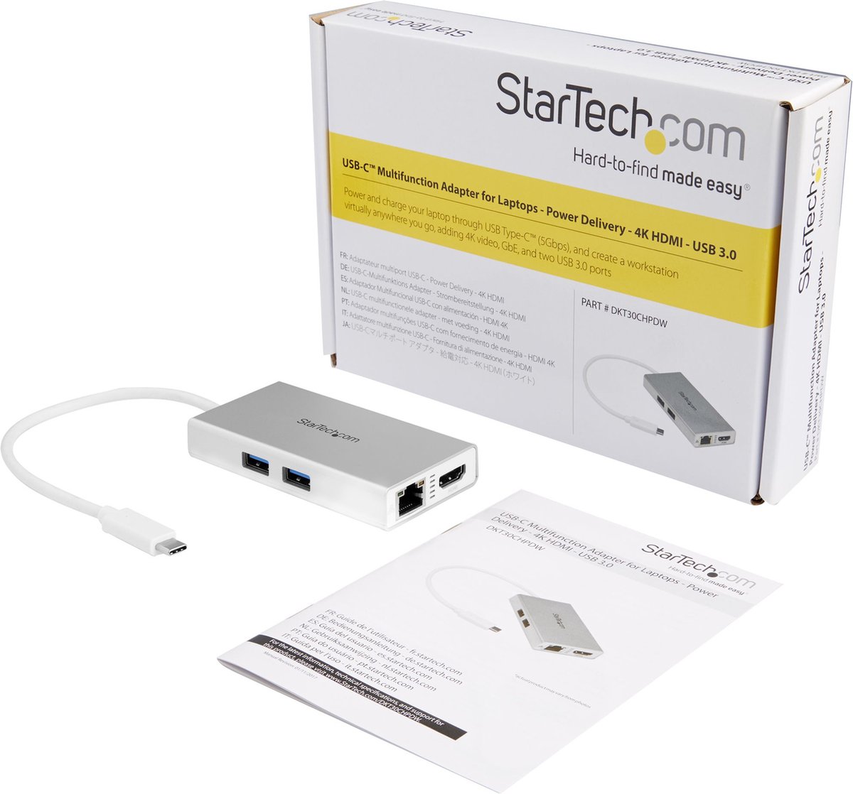 USB Hub Startech DKT30CHPDW White 60 W