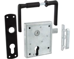 Poortslot - Met beslag - Gietijzer - Zwart ( 1 stuk)