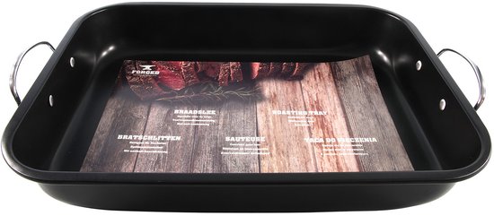 Ovenbraadpan - 39 x 29 cm - braadslede - zwart - RVS/metaal - Vlees braden - Braadpannen - Braadsledes