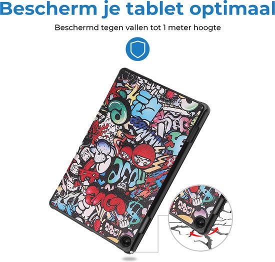 Housse de tablette adaptée pour Lenovo Tab M10 3e génération (TB-328F) Housse à trois volets avec fonction auto/réveil - 10,1 pouces - Graffiti