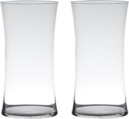Hakbijl Glass Bloemenvaas/boeket vaas - Set van 2x stuks - transparant glas - 40 x 15 cm