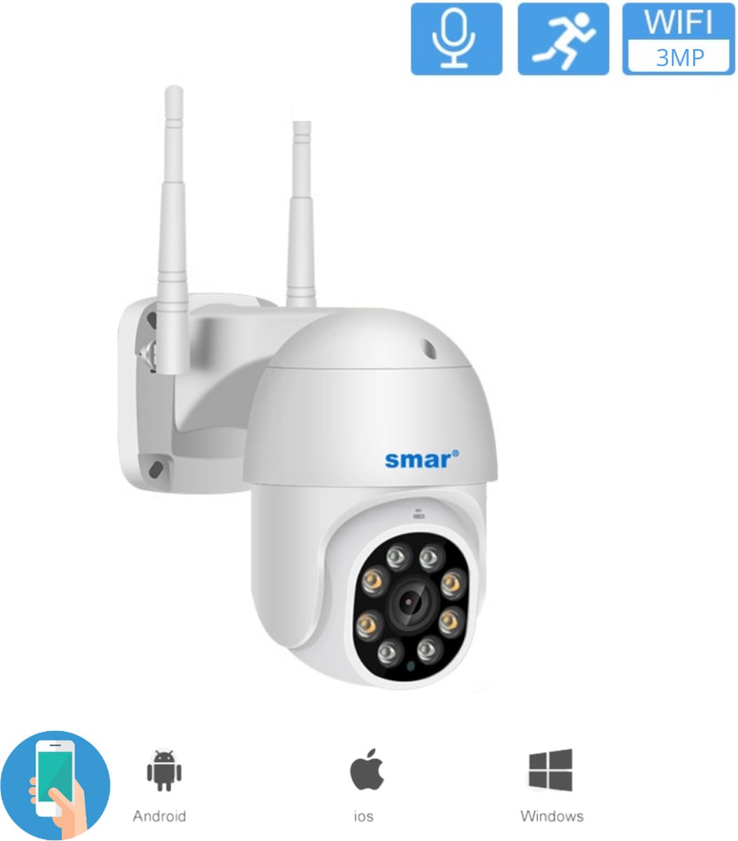 Buitencamera - Buiten Camera Met Nachtzicht 4x Zoom - Buitencamera draadloos wifi 2MP - Met App - Menselijke Detectie - IP66 - Infrarood