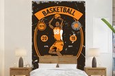 Behang - Fotobehang Mancave - Basketbal - Vintage - Breedte 145 cm x hoogte 220 cm