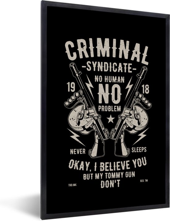 Cadre photo avec affiche - Mancave - Armes - Zwart - Vintage - 40x60 cm - Cadre pour affiche