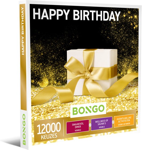 Bongo Bon - Happy Birthday Cadeaubon - Cadeaukaart cadeau voor man of vrouw | 12000 belevenissen: culinair, wellness, overnachting, sportief en meer