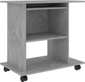 vidaXL Table d'ordinateur Béton Gris 80x50x75 cm - Design compact avec section clavier extractible - Panneau de particules durable - Avec roulettes - Assemblage facile - Montage mural requis - Bureau