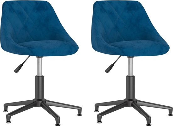 Vloerstoel draaibaar stof blauw en crèmekleurig
