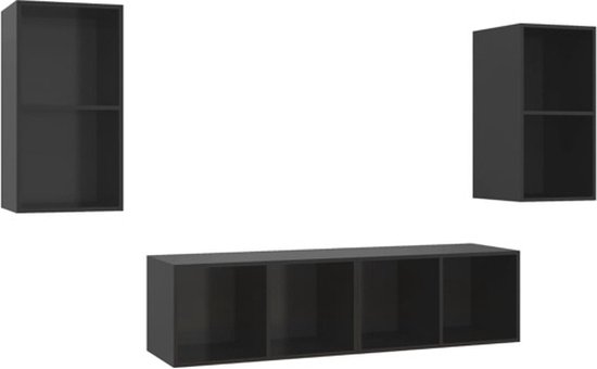 vidaXL-Tv-wandmeubelen-4-st-spaanplaat-hoogglans-zwart