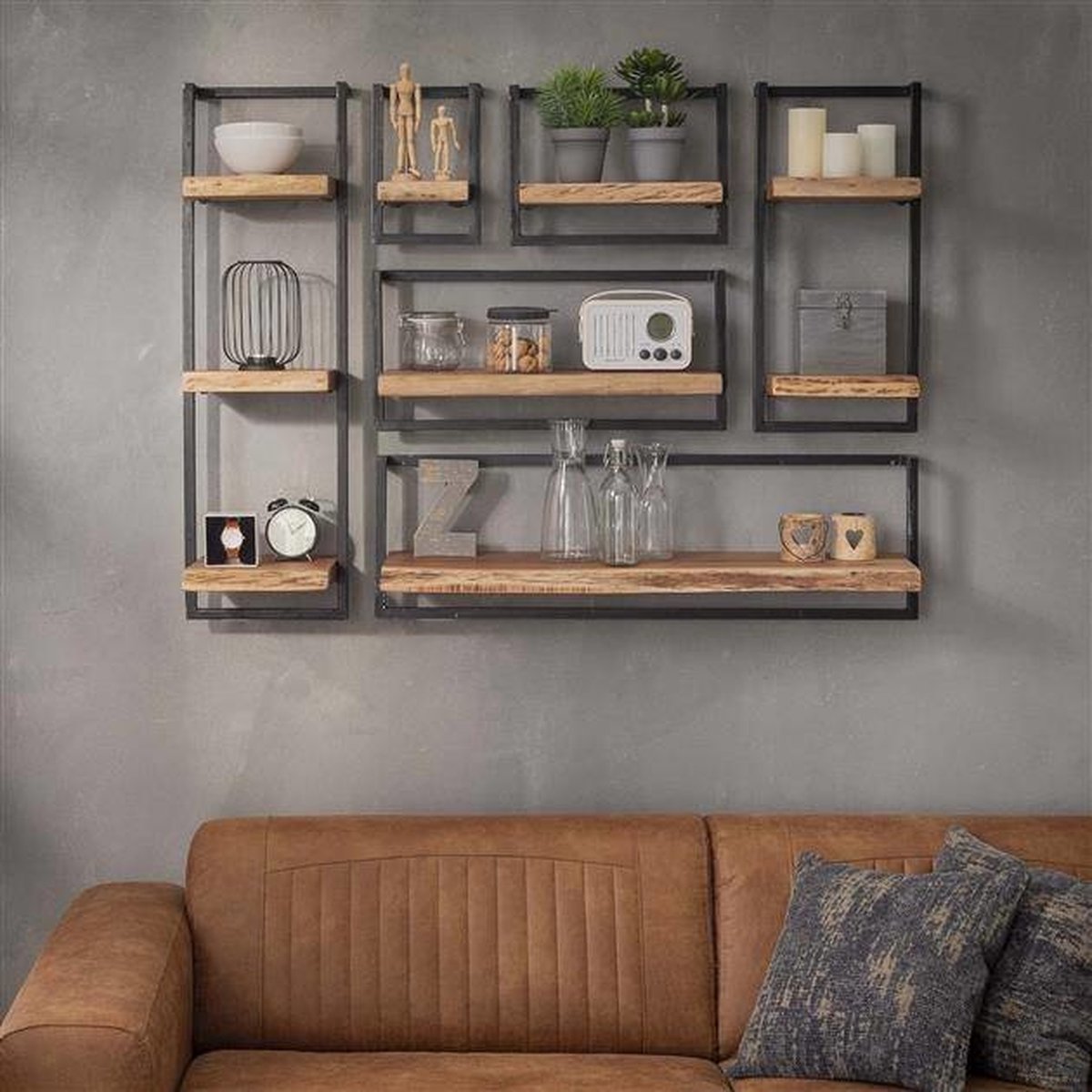 DH Interior Wandplank Massief Acacia hout - diverse afmetingen - Aberdeen 30 x 25 x 30 cm - Hout - Massief acacia - Industrieel - 30 x 25 x 30 cm