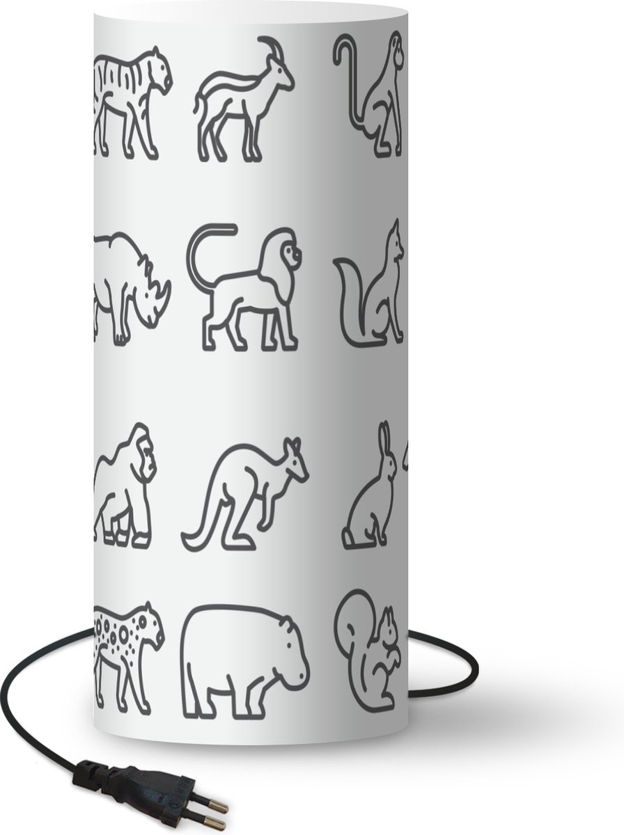 Lamp - Nachtlampje - Tafellamp slaapkamer - Een pictogram illustratie van de Big five - 70 cm hoog - Ø29.6 cm - Inclusief LED lamp