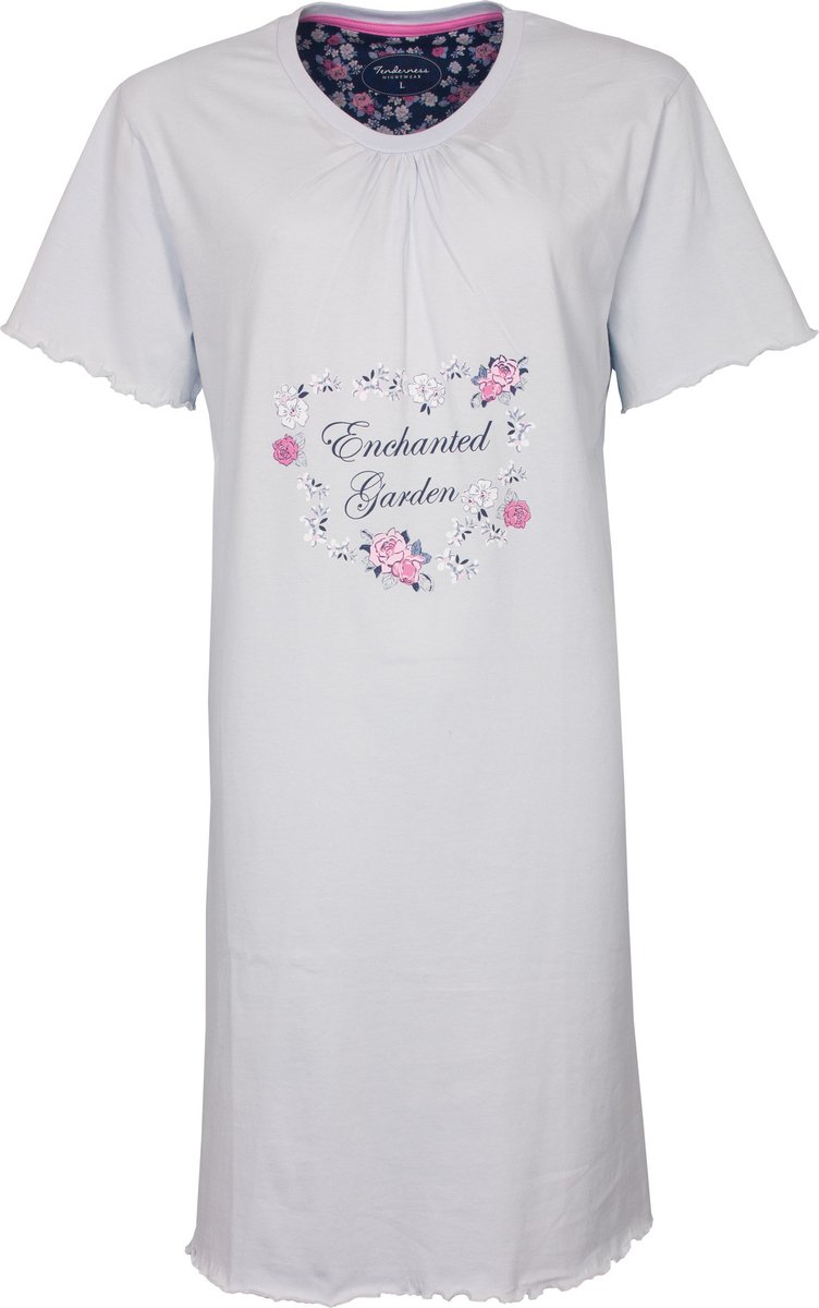 Tenderness Dames Nachthemd - Enchanted Garden Tekst - Licht Blauw