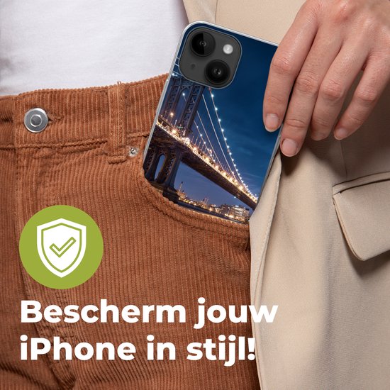 Telefoonhoesje Geschikt voor Apple Iphone 14 hoesje - New York - Manhattan - Maan - Siliconen Telefoonhoesje Telefoonhoesje