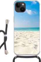 Geschikt voorApple Iphone 14 - Crossbody Case - Tropisch - Strand - Zee - Siliconen - Crossbody - Backcover met Koord - Telefoonhoesje met koord - Hoesje met touw