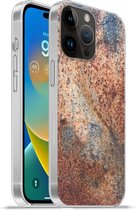 Geschikt voorApple Iphone 14 Pro Max hoesje - Roest print - Grijs - IJzer - Siliconen Telefoonhoesje