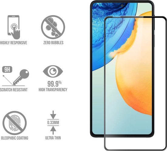 Protecteur d'écran en Glas - Protecteur d'écran en Tempered Glass à couverture complète [couverture complète] Compatible avec : Motorola Moto G52 / Motorola Moto G82 - 2x