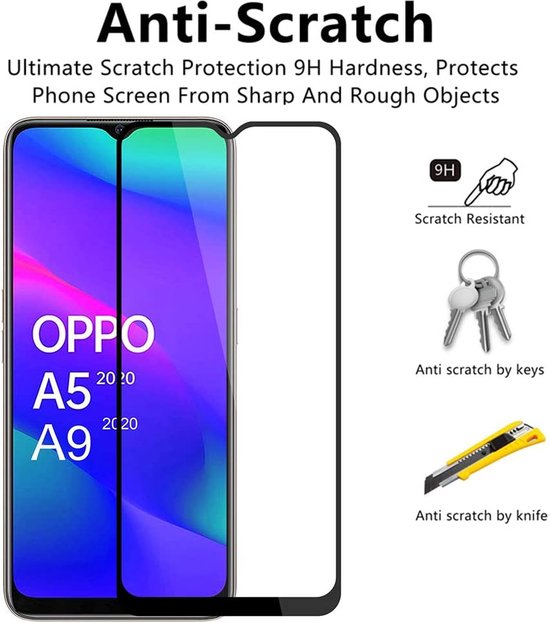 Glas de protection d'écran à couverture complète - Protecteur d'écran en Tempered Glass Convient pour : Oppo A5 / Oppo A9 2020 - - 2x