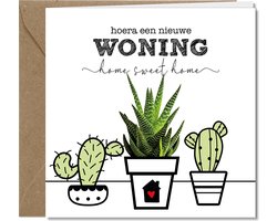 Tallies Cards wenskaarten - Samenwonen Nieuwe Woning Huis - collectie PLANT - 4 kaarten met envelop - duurzaam