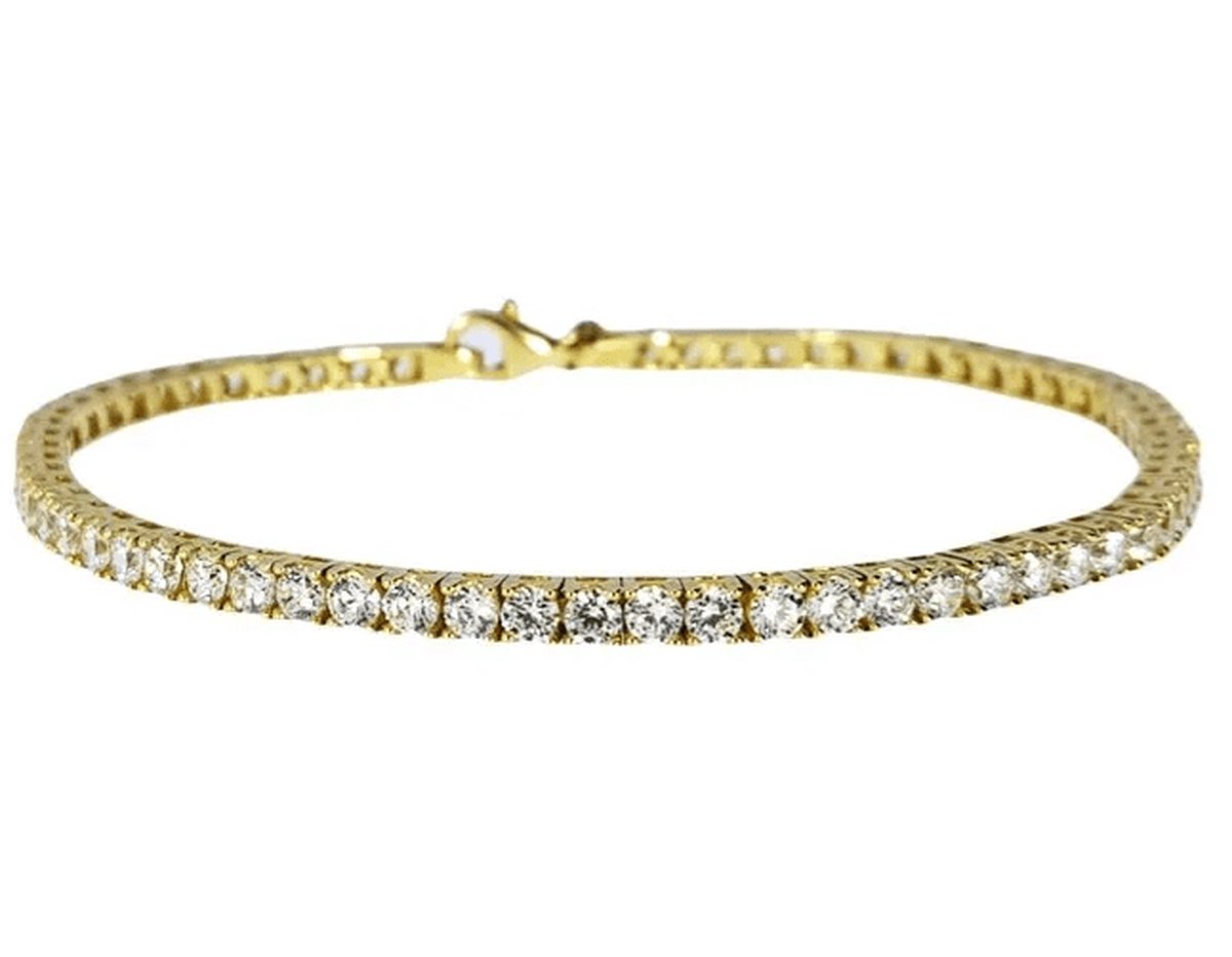 Bijoux goudkleurige tennisarmband met witte stras voor dames | -NL