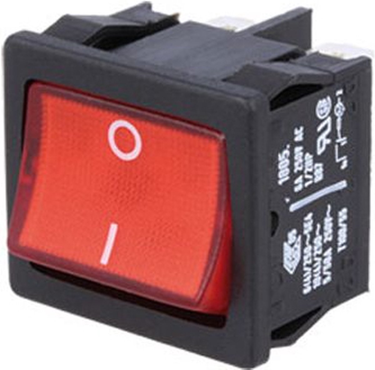 Marquardt - R13-33 1805.7110 - Wipschakelaar Aan-Uit met opdruk - 12A 250V - Rood