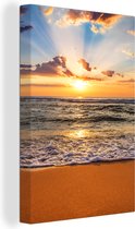 OneMillionCanvasses - Canvas - Zonsondergang - Strand - Zee - Wolken - Schilderijen op canvas - Foto op canvas - 20x30 cm - Wanddecoratie - Slaapkamer