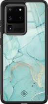 Casimoda® hoesje - Geschikt voor Samsung Galaxy S20 Ultra - Marmer mint groen - Luxe Hard Case Zwart - Backcover telefoonhoesje - Mint