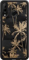 Casimoda® telefoonhoesje - Geschikt voor Huawei P30 Lite - Palmbomen - Zwart TPU hoesje - Backcover - Zwart - Planten