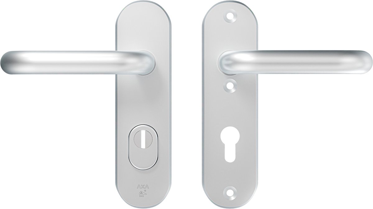 AXA Veiligheidsbeslag (Oval Plus) Kortschild Aluminium geslepen: Kruk-Kruk (model U) PC72 met kerntrekbeveiliging SKG***