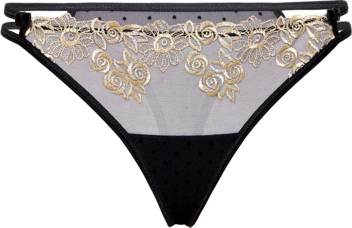Nefra String Zwart met Goud Maat: 44