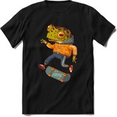 Stunt Skater Kikker T-Shirt Heren / Dames Dieren Shirt