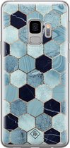 Casimoda® hoesje - Geschikt voor Samsung S9 - Blue Cubes - Backcover - Siliconen/TPU - Blauw