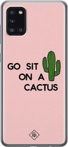 Casimoda® hoesje - Geschikt voor Samsung A31 - Go Sit On A Cactus - Backcover - Siliconen/TPU - Roze