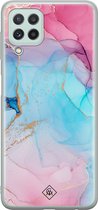Casimoda® hoesje - Geschikt voor Samsung A22 4G - Marmer blauw roze - Backcover - Siliconen/TPU - Multi