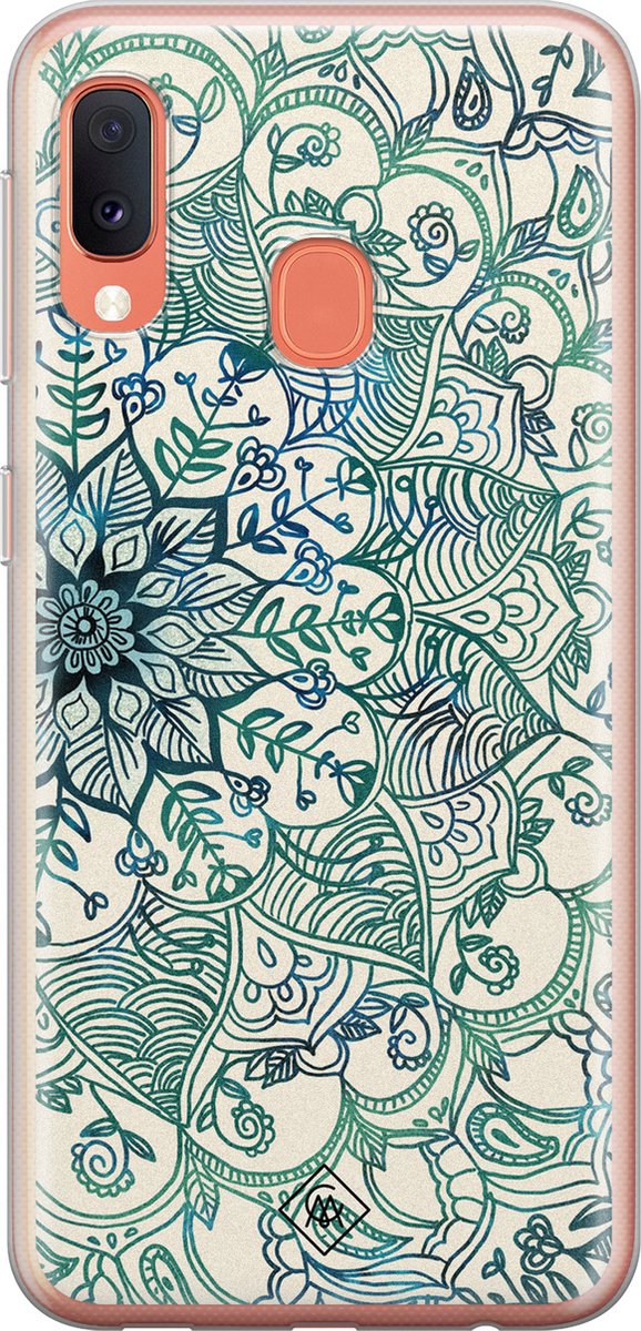 Casimoda® hoesje - Geschikt voor Samsung A20e - Mandala Blauw - Backcover - Siliconen/TPU - Multi