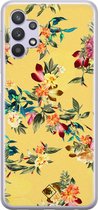 Casimoda® hoesje - Geschikt voor Samsung A32 5G - Floral Days - Backcover - Siliconen/TPU - Geel