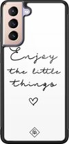 Casimoda® hoesje - Geschikt voor Samsung Galaxy S21 - Enjoy Life - Luxe Hard Case Zwart - Backcover telefoonhoesje - Zwart