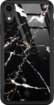 Casimoda® hoesje - Geschikt voor iPhone XR - Marmer Zwart - Luxe Hard Case Zwart - Backcover telefoonhoesje - Zwart