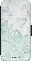 Casimoda® bookcase - Geschikt voor iPhone XR - Hoesje met pasjeshouder - Marmer Mint Mix - Multi - Kunstleer