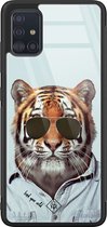Casimoda® hoesje - Geschikt voor Samsung Galaxy A71 - Tijger Wild - Luxe Hard Case Zwart - Backcover telefoonhoesje - Blauw