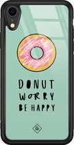 Casimoda® hoesje - Geschikt voor iPhone XR - Donut Worry - Luxe Hard Case Zwart - Backcover telefoonhoesje - Mint