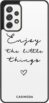 Casimoda® hoesje - Geschikt voor Samsung Galaxy A52 5G - Enjoy Life - Zwart TPU Backcover - Tekst - Wit