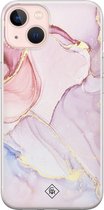 Casimoda® - iPhone 13 hoesje - Marmer roze paars - Siliconen/TPU - Paars