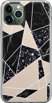 Casimoda® hoesje - Geschikt voor iPhone 11 Pro Max - Abstract Painted - Siliconen/TPU telefoonhoesje - Backcover - Geometrisch patroon - Zwart
