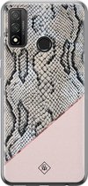 Casimoda® hoesje - Geschikt voor Huawei P Smart (2020) - Snake Print - Siliconen/TPU - Soft Case - Roze - Slangenprint