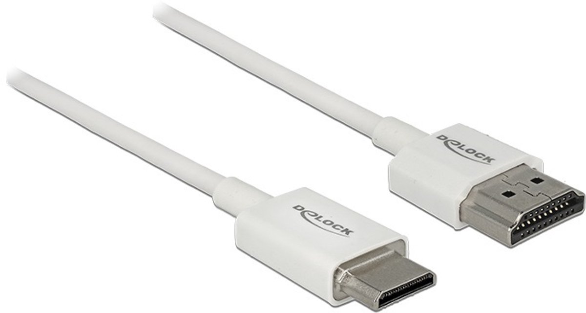 Dunne Premium Mini HDMI - HDMI kabel - versie 2.0 (4K 60Hz) / wit - 0,25 meter