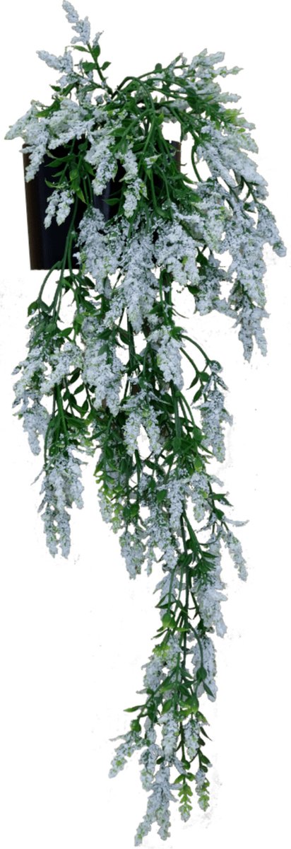 2st. Witte Kunst Hangplant | Wit met Groene Kunsthangplant | Hangende Kunstplant in Pot | Kunstplanten voor Binnen