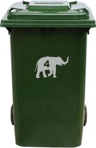 Autocollant Kliko / Autocollant poubelle - Éléphant - Numéro 4 - 14x23 - Grijs clair