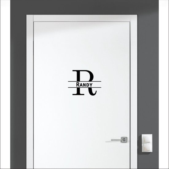 Sticker de porte avec nom - Randy - Zwart