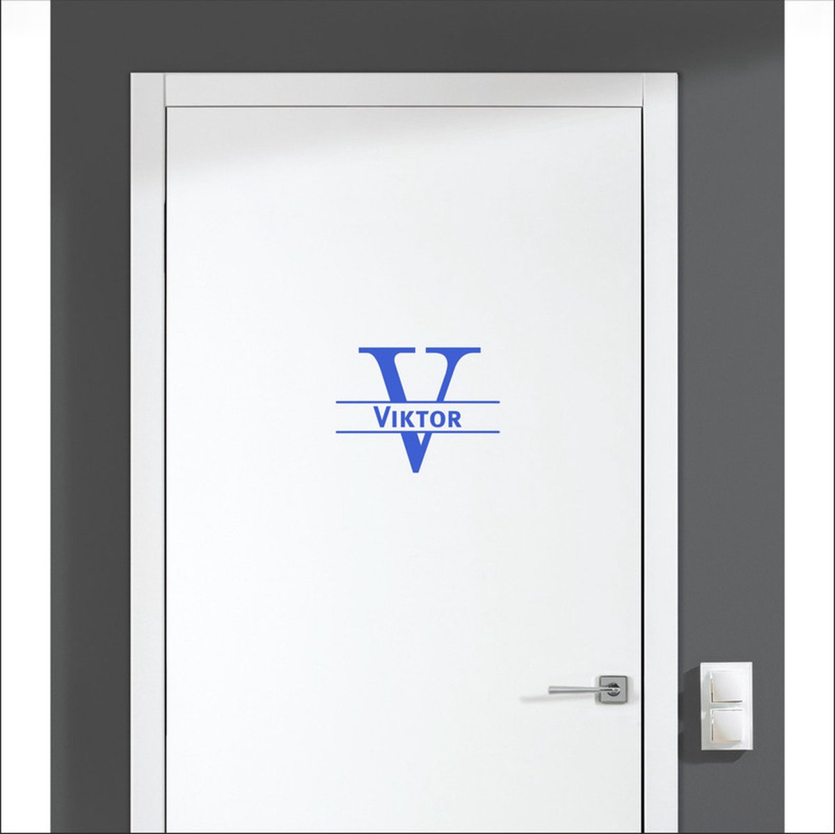 Deursticker Met Naam -  Viktor - Blauw