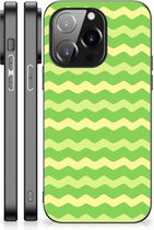 TPU Back Cover iPhone 14 Pro Smartphone Hoesje met Zwarte rand Waves Green